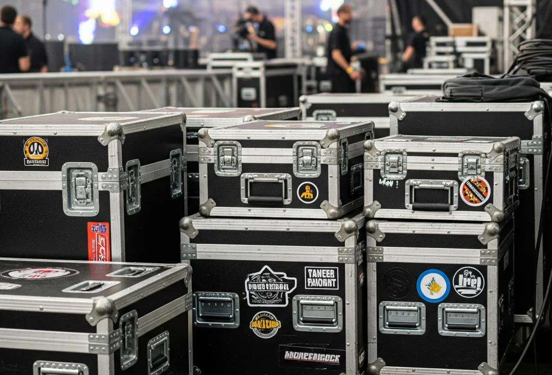flight cases at an event