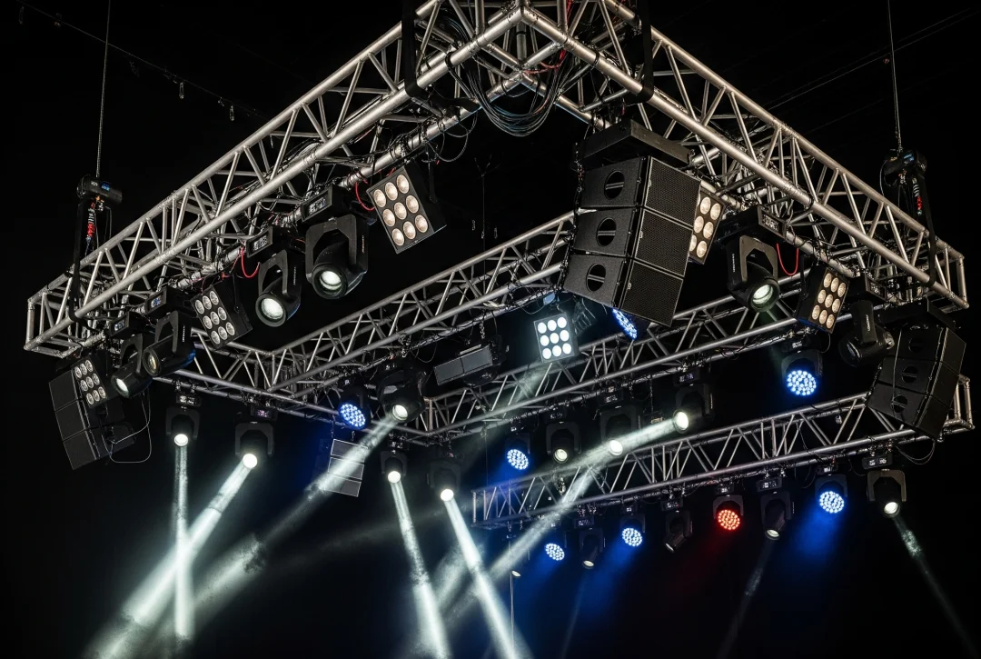 suspended truss system with flown elements